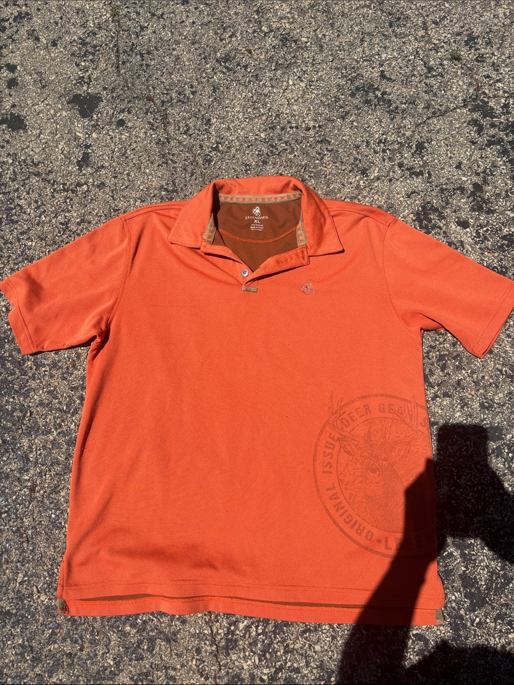 Legendary Whitetails Mens XL Orange Pique Polo Shirt Embroidered Griffin Logo